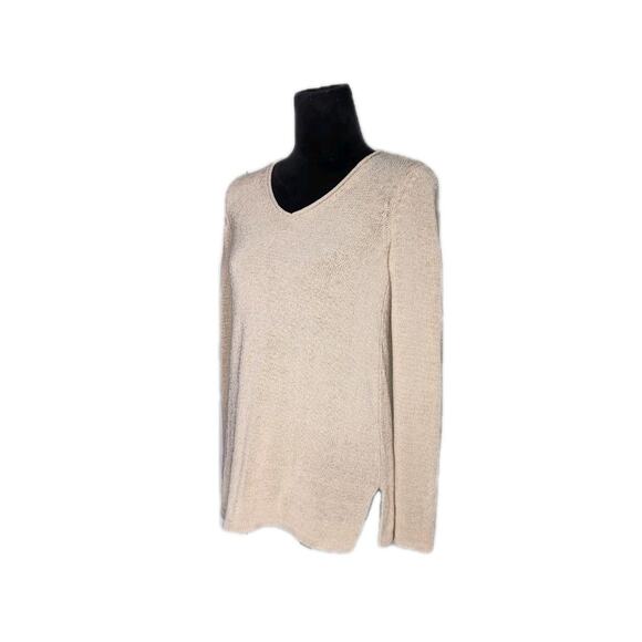 J Mclaughlin Women's Open Knit Beige V-Neck Sweater Size XS Beach Preppy Coastal - Picture 2 of 7